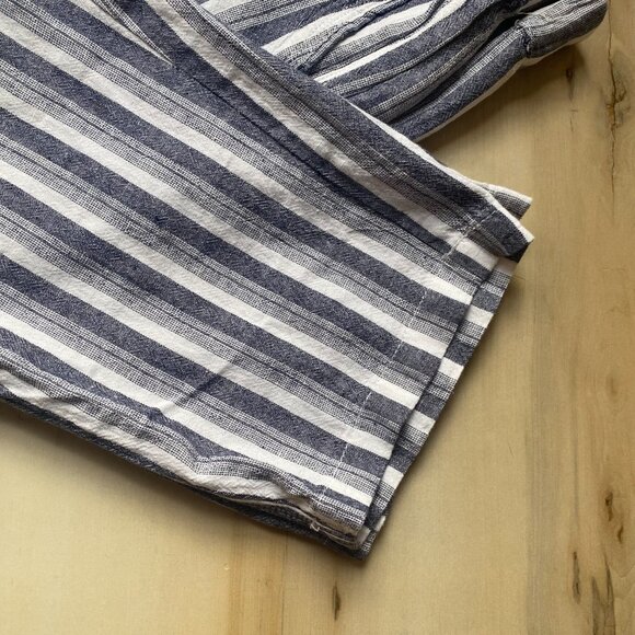 Per Se Blue Striped Cropped Linen Blend Tie Waist Beachy Boho Pants XL - Picture 6 of 12